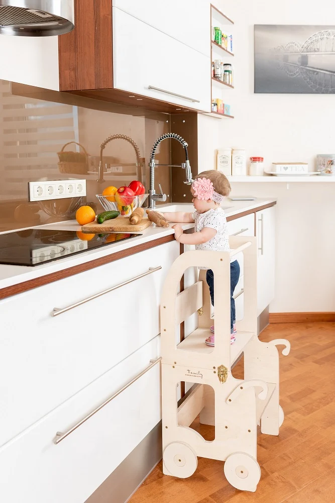 Montessori Lernturm Trolley – 3-in-1 Küchenhelfer für Kinder