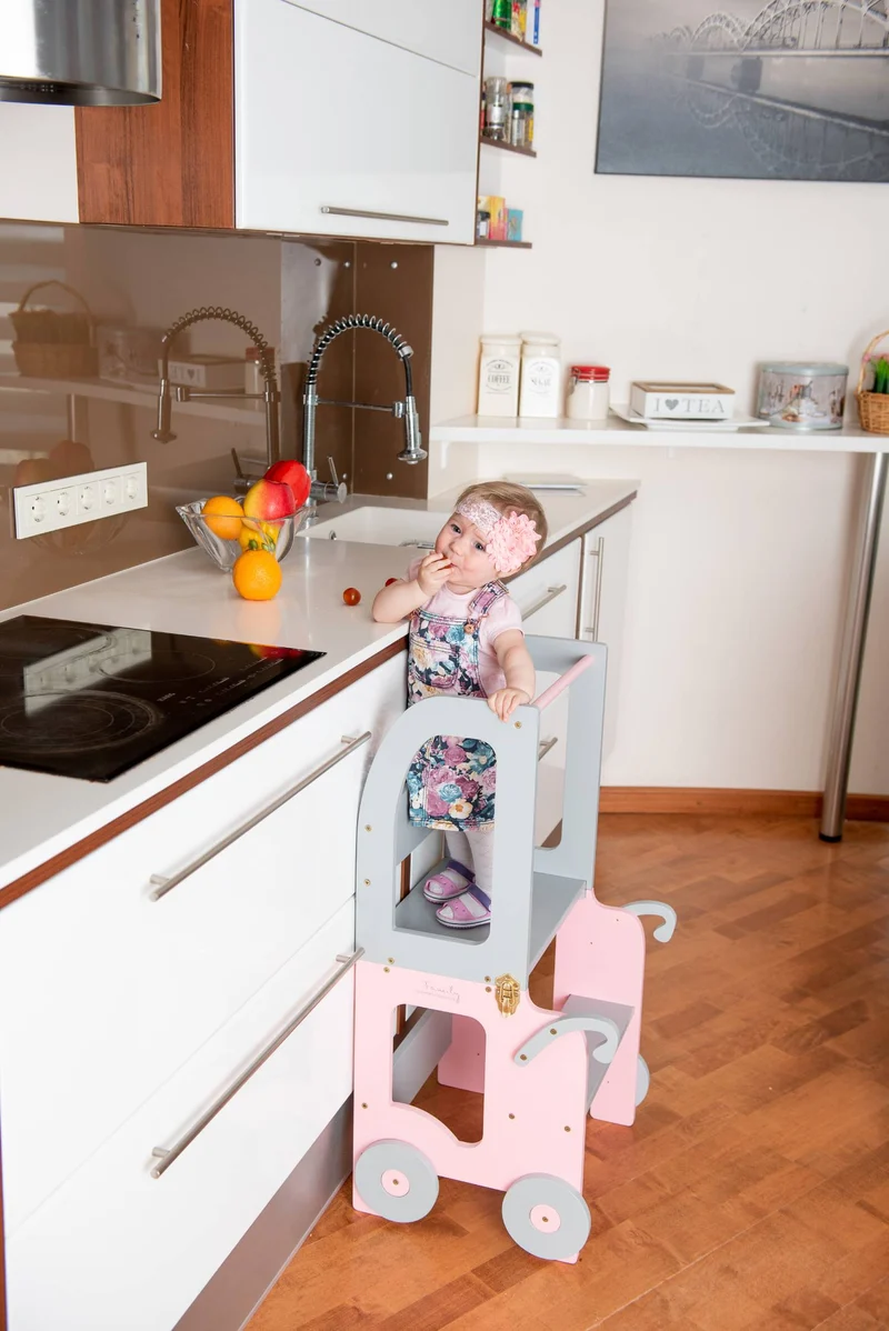 Montessori Lernturm Trolley – 3-in-1 Küchenhelfer für Kinder