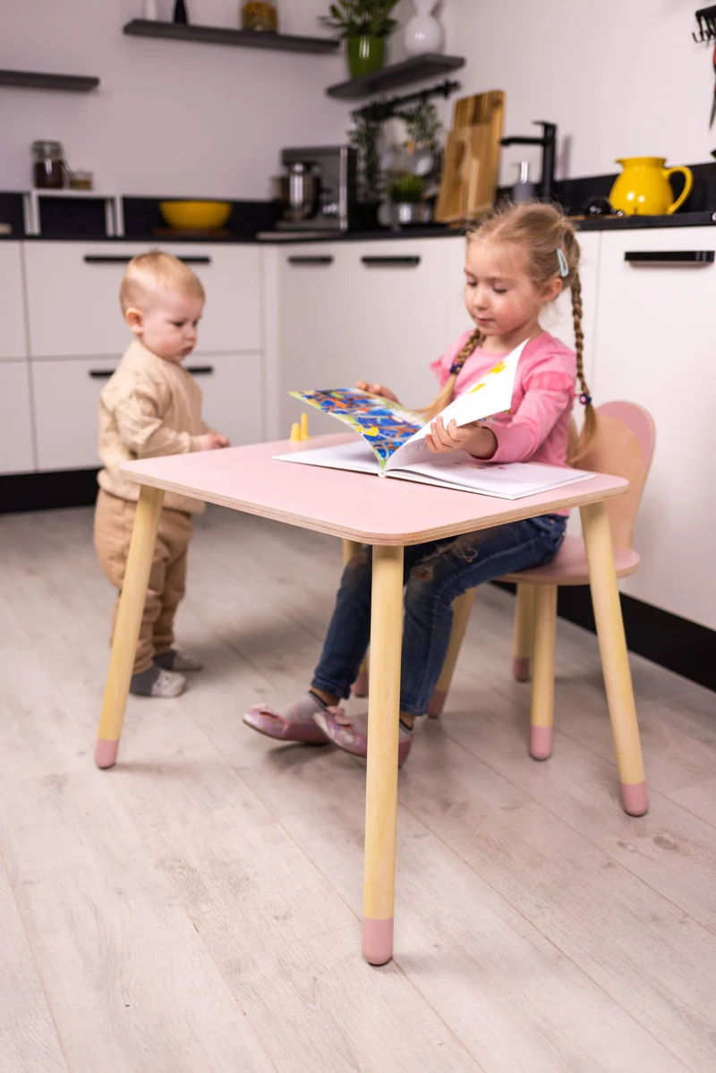 Montessori Kinder Tisch & Stuhl Set aus Holz – Bunny Design