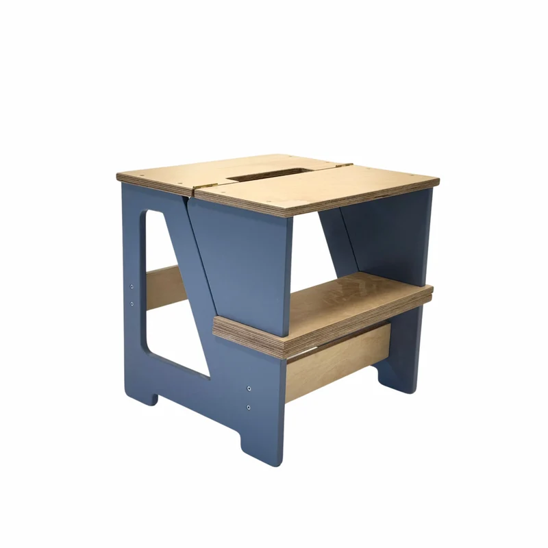 Montessori Klapp-Tritthocker aus Holz – 2-in-1 Kinderstuhl & Tritt