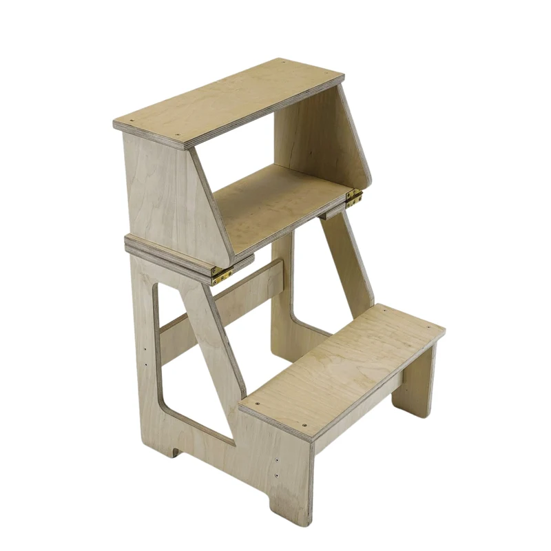 Montessori Klapp-Tritthocker aus Holz – 2-in-1 Kinderstuhl & Tritt