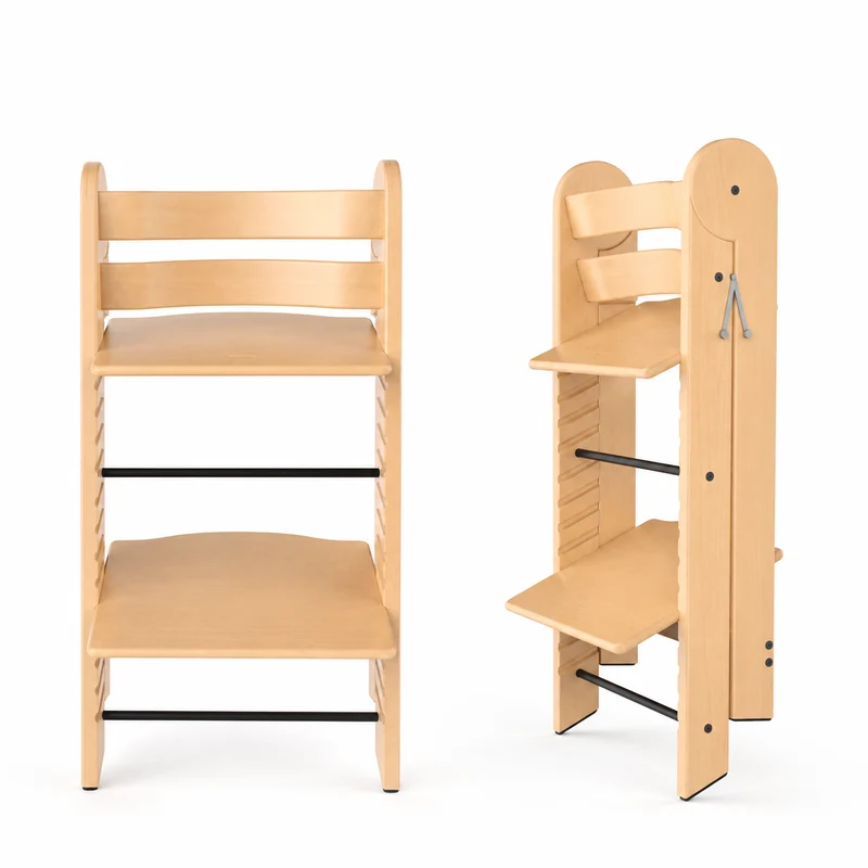 Klappbarer Kinderhochstuhl aus Holz – Mitwachsend & Höhenverstellbar