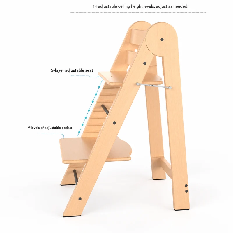 Klappbarer Kinderhochstuhl aus Holz – Mitwachsend & Höhenverstellbar