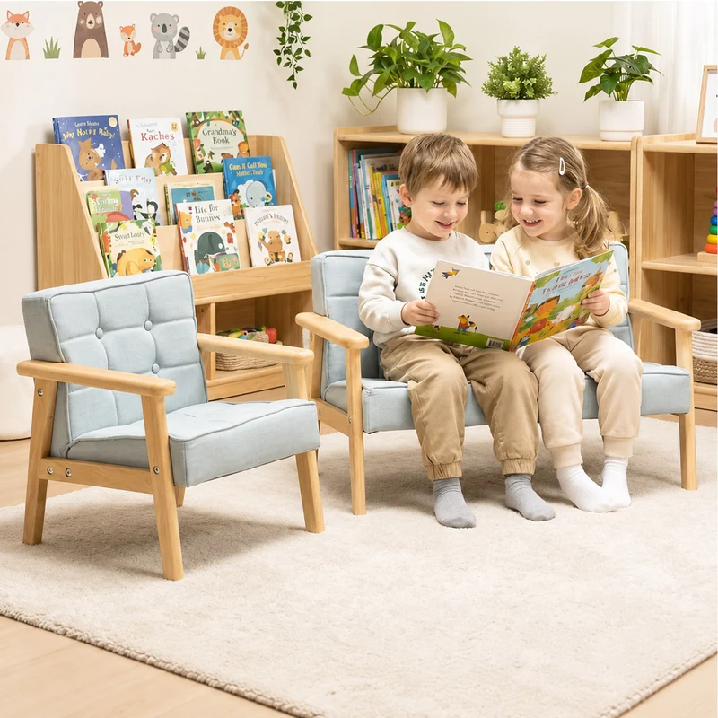 Gepolstertes Kindersofa mit Holzrahmen – 1-Sitzer oder 2-Sitzer