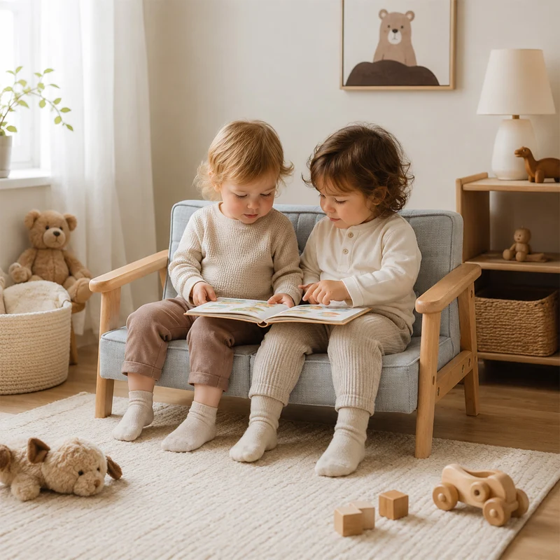 Gepolstertes Kindersofa mit Holzrahmen – 1-Sitzer oder 2-Sitzer