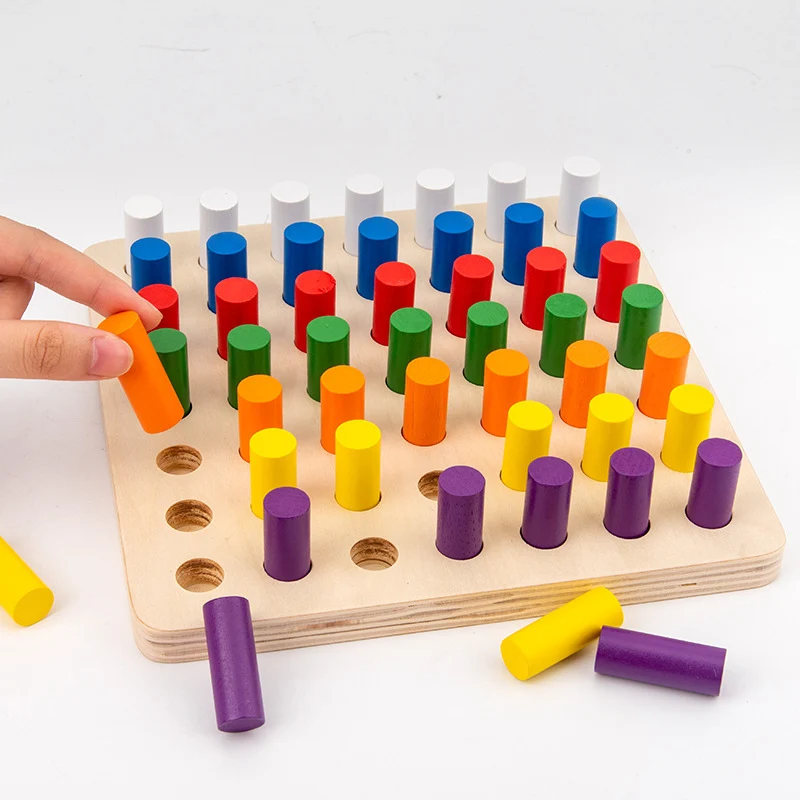 Montessori Steckspiel mit Farb-Stäben – Konzentration & Sortieren lernen