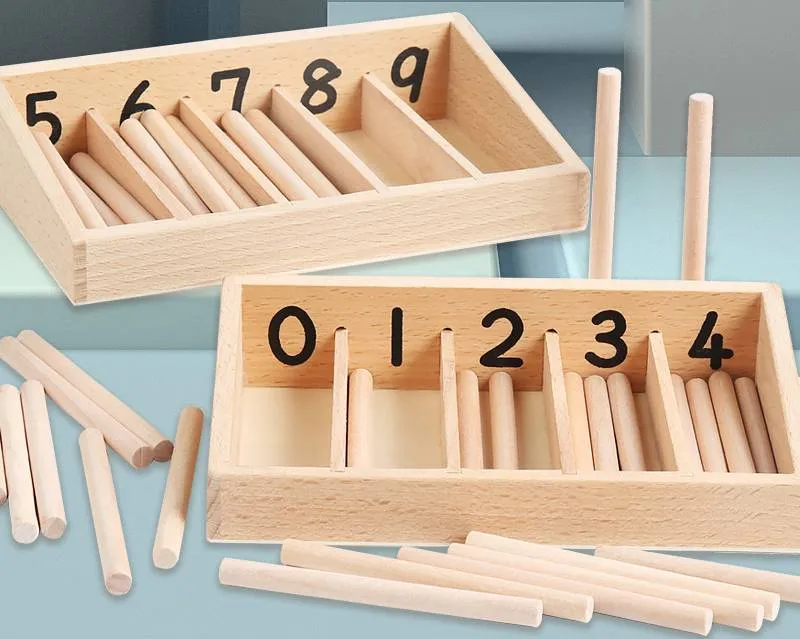 Montessori Zählbrett mit Holzstäben 0–9 – Zahlen lernen & Mengen verstehen