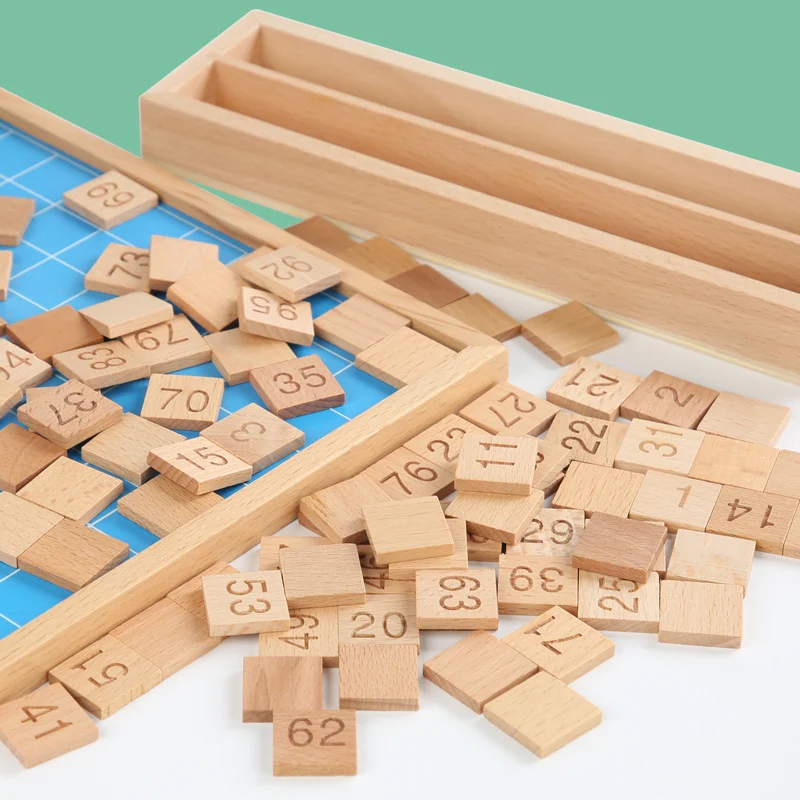 Montessori Zahlenbrett 1–100 aus Holz – Lernspiel für Zahlenverständnis & Logik