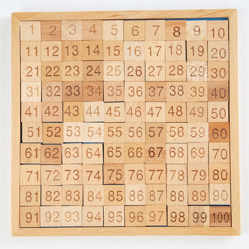 Montessori Zahlenbrett 1–100 aus Holz – Lernspiel für Zahlenverständnis & Logik