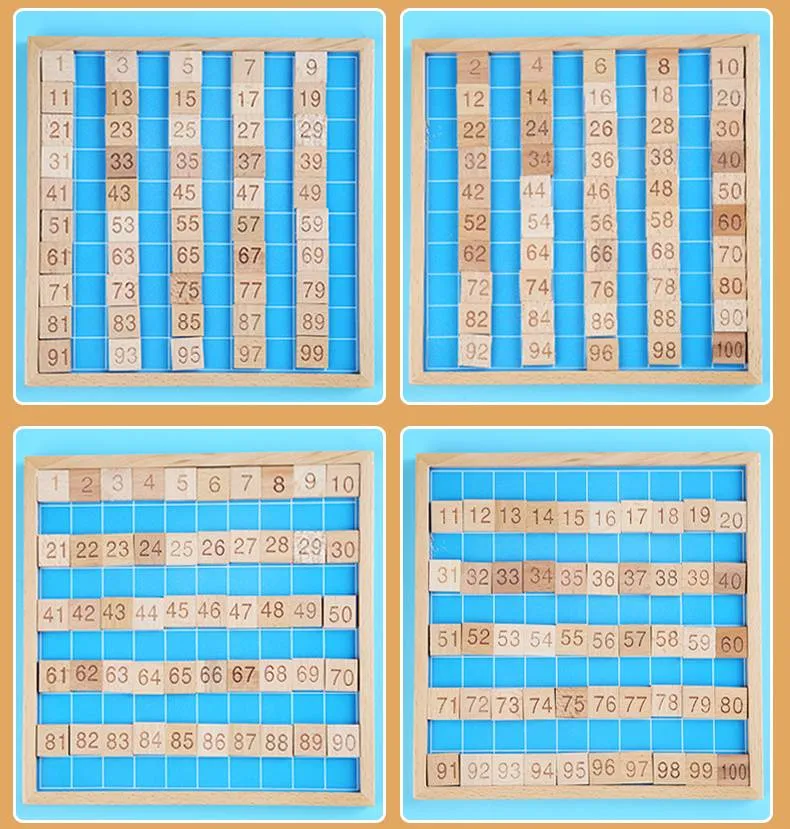 Montessori Zahlenbrett 1–100 aus Holz – Lernspiel für Zahlenverständnis & Logik
