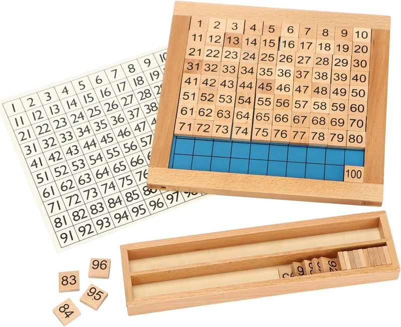 Montessori Zahlenbrett 1–100 aus Holz – Lernspiel für Zahlenverständnis & Logik