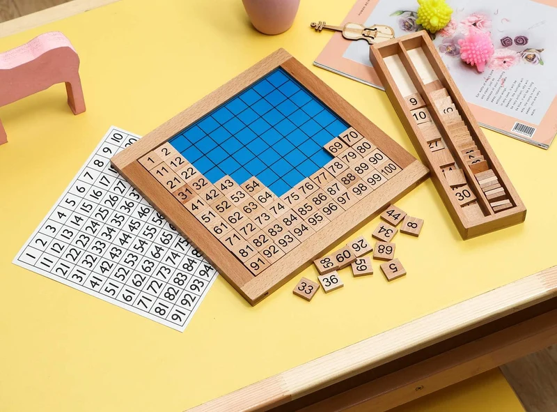 Montessori Zahlenbrett 1–100 aus Holz – Lernspiel für Zahlenverständnis & Logik