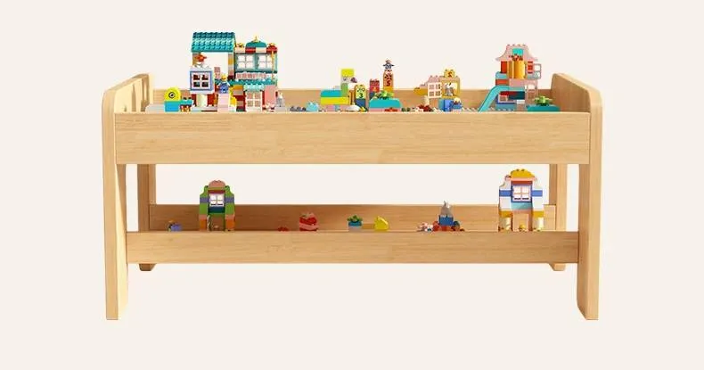 Montessori Kindertisch aus Holz – Spieltisch mit Stauraum & Stühlen