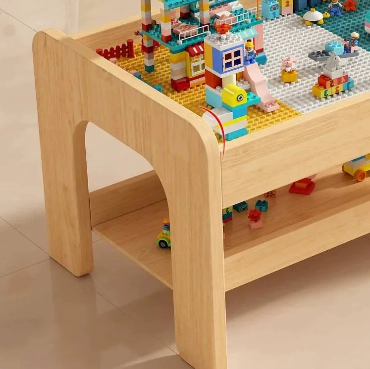 Montessori Kindertisch aus Holz – Spieltisch mit Stauraum & Stühlen