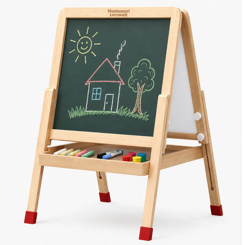 Montessori Kinder Staffelei aus Holz – doppelseitig