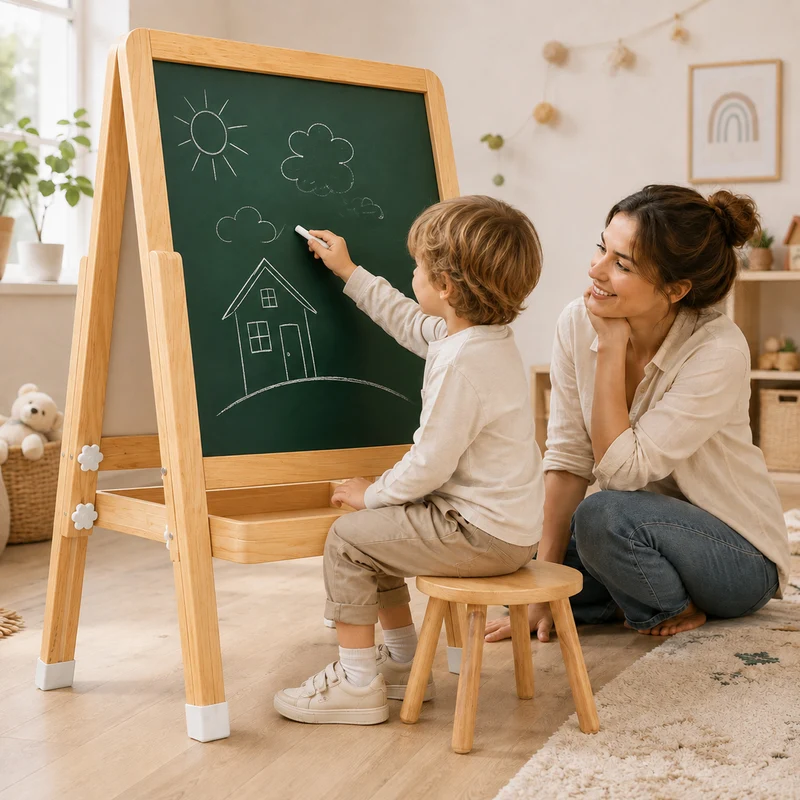 Montessori Kinder Staffelei aus Holz – doppelseitig