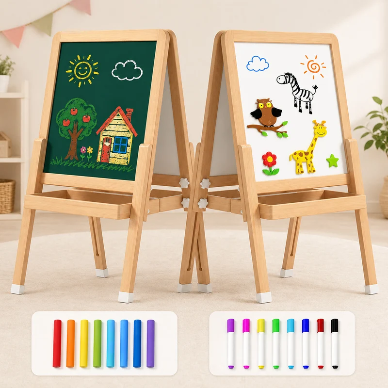 Montessori Kinder Staffelei aus Holz – doppelseitig