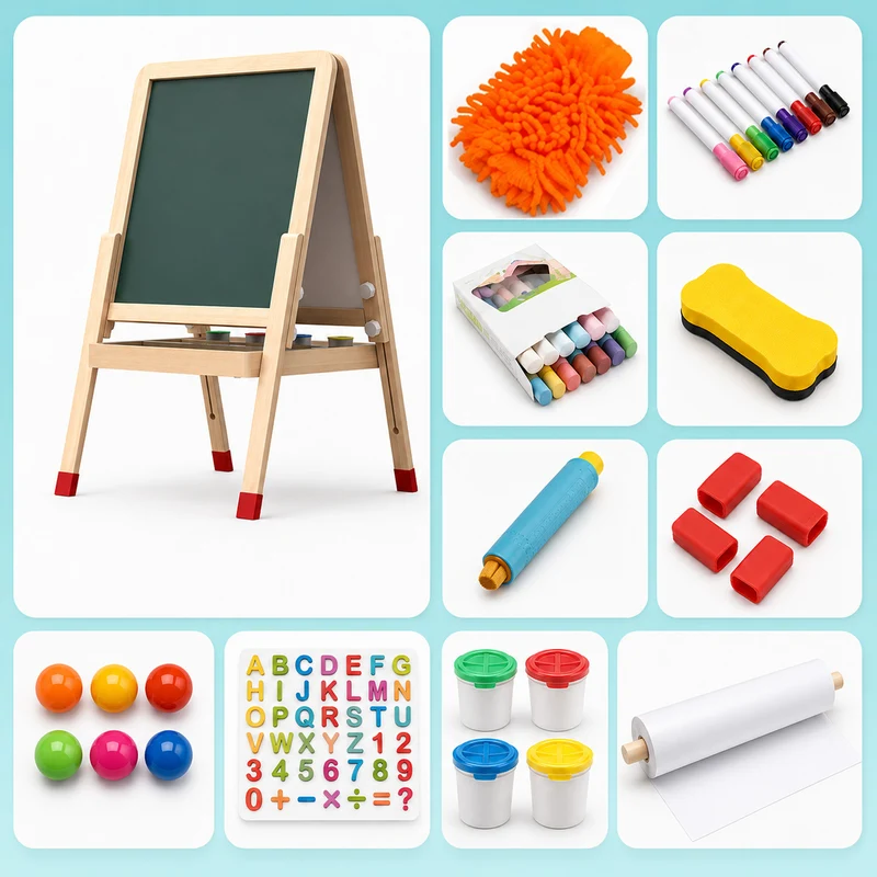Montessori Kinder Staffelei aus Holz – doppelseitig