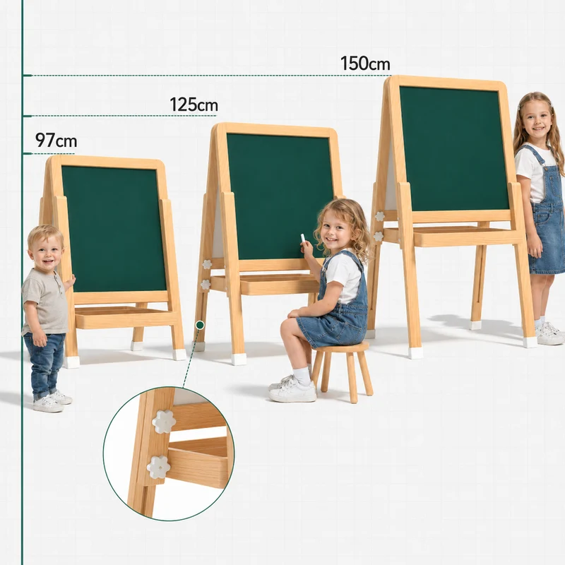 Montessori Kinder Staffelei aus Holz – doppelseitig