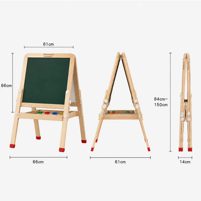 Montessori Kinder Staffelei aus Holz – doppelseitig