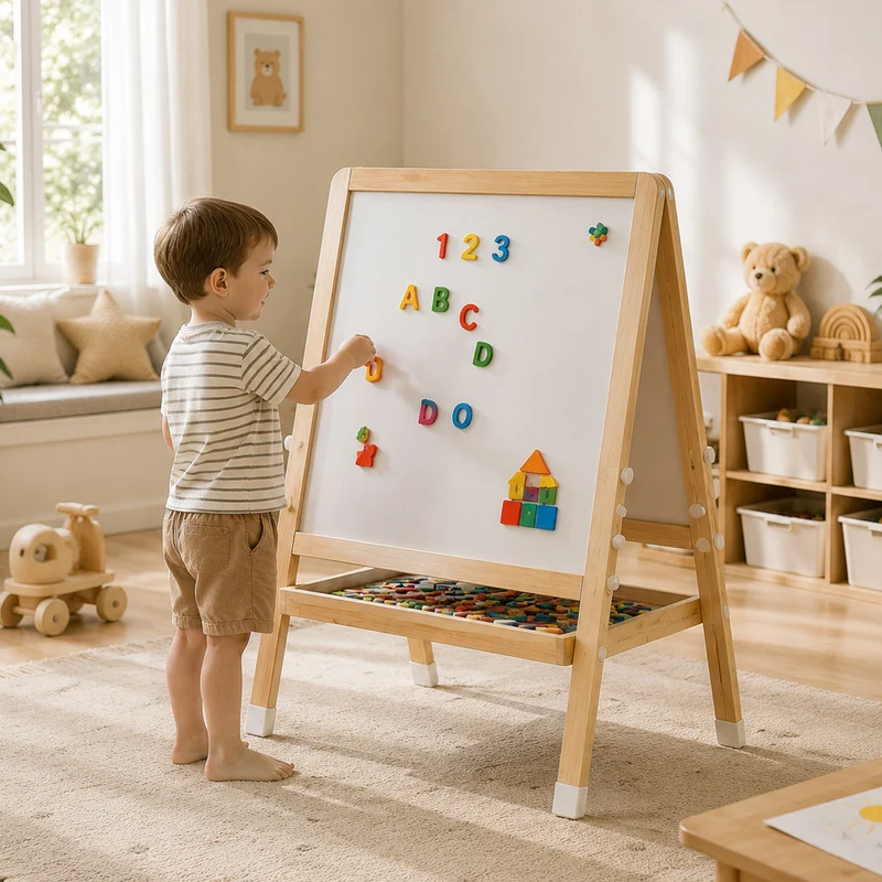 Montessori Kinder Staffelei aus Holz – doppelseitig