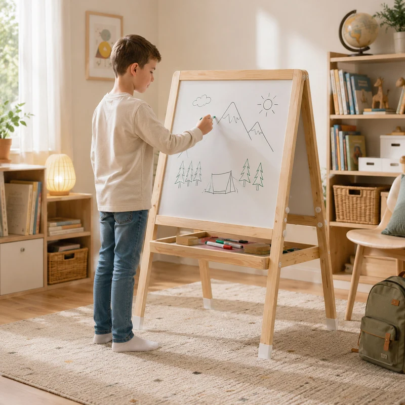 Montessori Kinder Staffelei aus Holz – doppelseitig