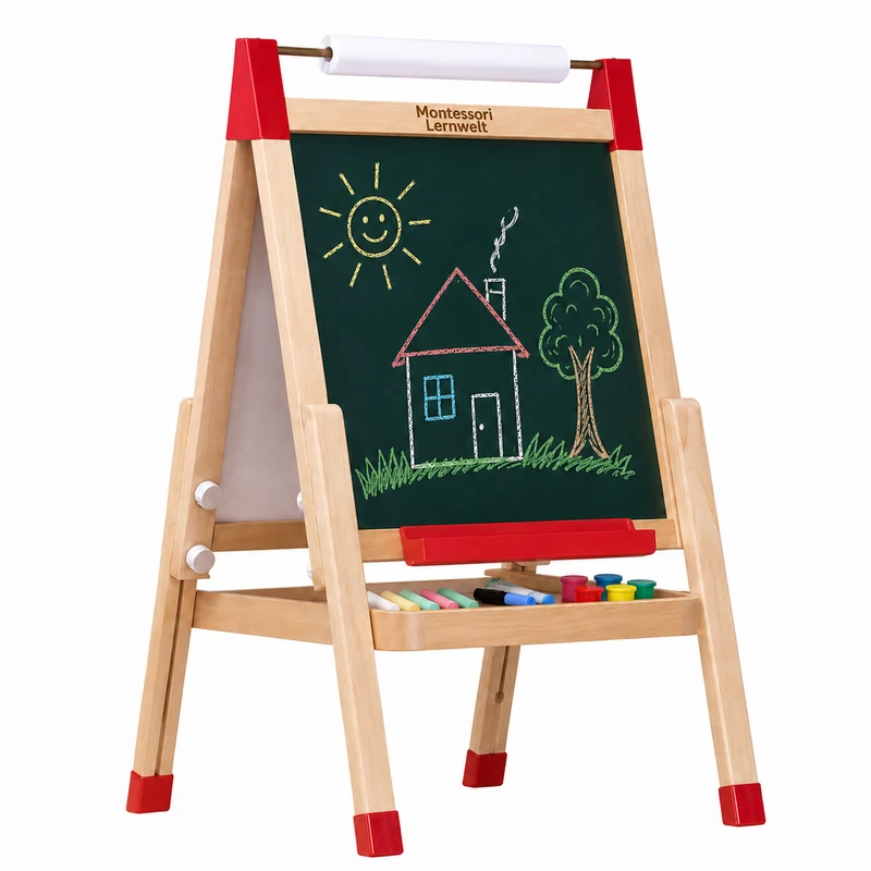 Montessori Kinder Staffelei aus Holz – doppelseitig