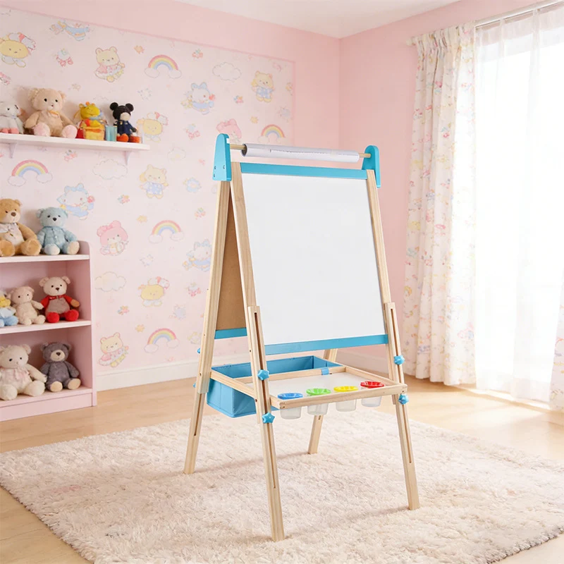 Montessori Kinderstaffelei Holz – 2-in-1 Tafel & Whiteboard