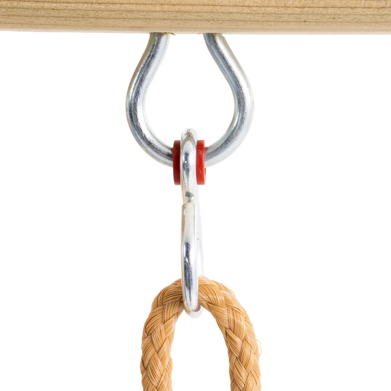 Bras de portique en bois FSC® 2 balançoires rouges pour cabane enfant modulable
