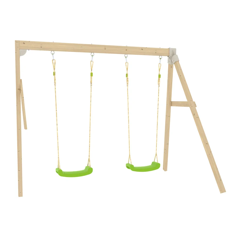 Bras de portique en bois FSC® 2 balançoires vertes pour cabane enfant modulable