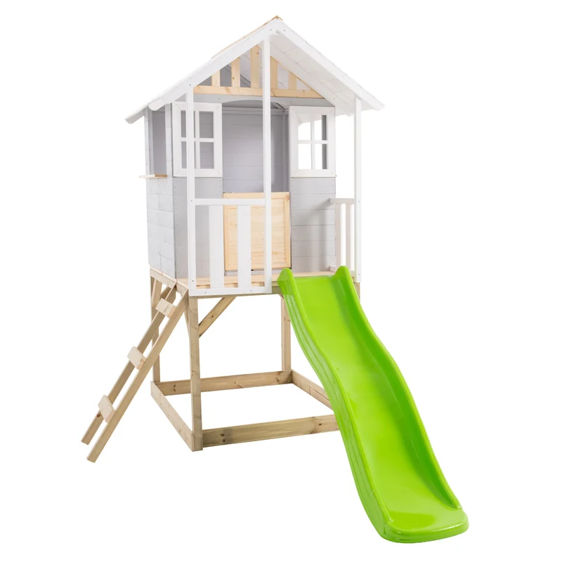 Cabane enfant modulable sur pilotis avec toboggan - bois FSC® - PERCE-NEIGE