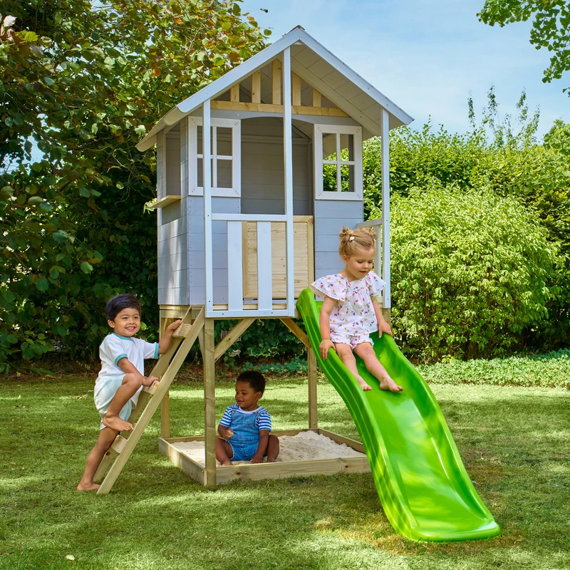 Cabane enfant modulable sur pilotis avec toboggan - bois FSC® - PERCE-NEIGE