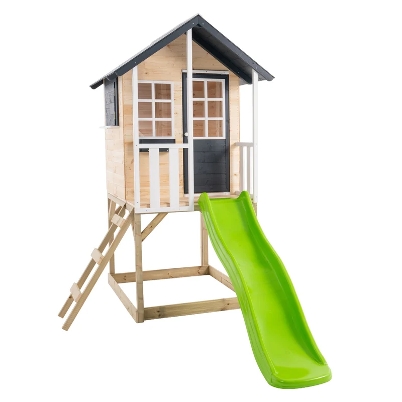 Cabane enfant modulable sur pilotis avec toboggan - bois FSC® - JACINTHES