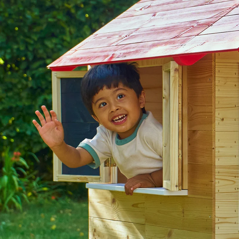 Cabane enfant modulable sur pilotis avec balançoire et toboggan - bois FSC® - COQUELICOT