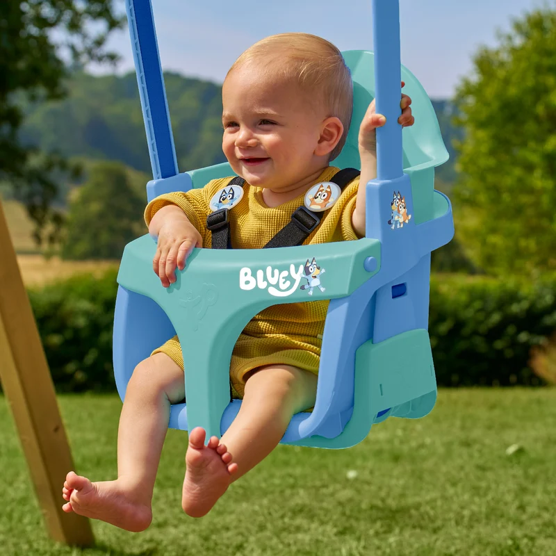 Balançoire siège bébé évolutif de 6 mois à 8 ans - H190-250cm - bleu - BLUEY QUADPOD