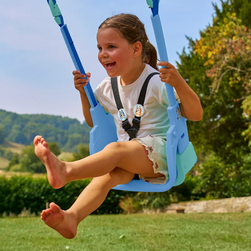 Balançoire siège bébé évolutif de 6 mois à 8 ans - H190-250cm - bleu - BLUEY QUADPOD