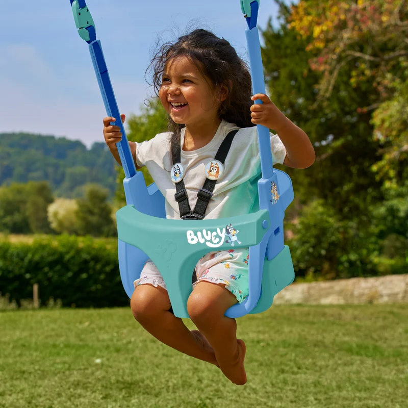 Balançoire siège bébé évolutif de 6 mois à 8 ans - H190-250cm - bleu - BLUEY QUADPOD