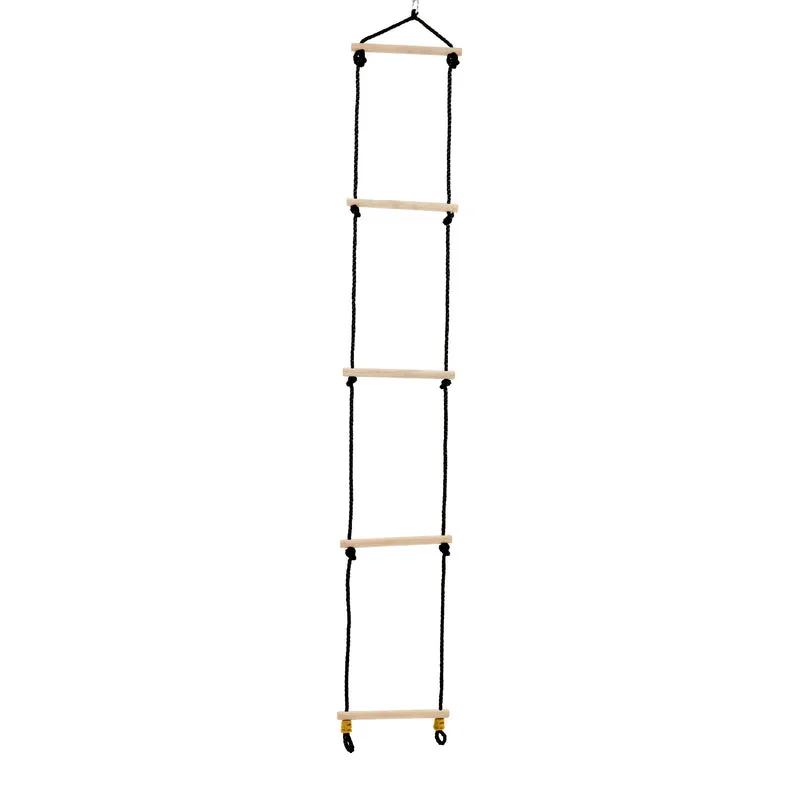 Échelle corde noire 5 barreaux bois pour portique H190-250cm