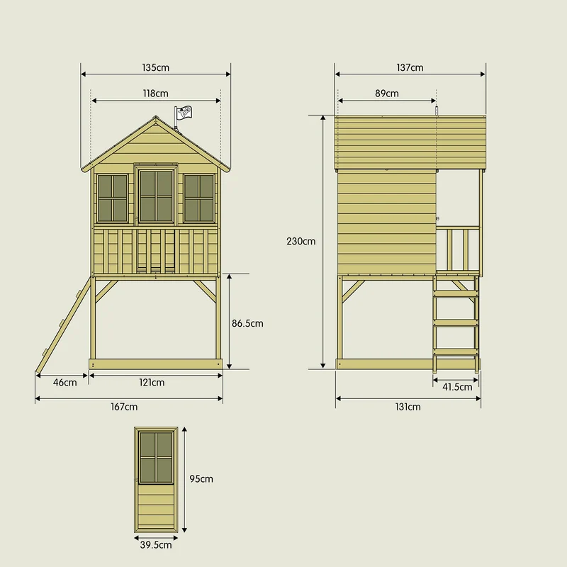 Cabane enfant sur pilotis avec véranda - bois FSC® - COLLINE