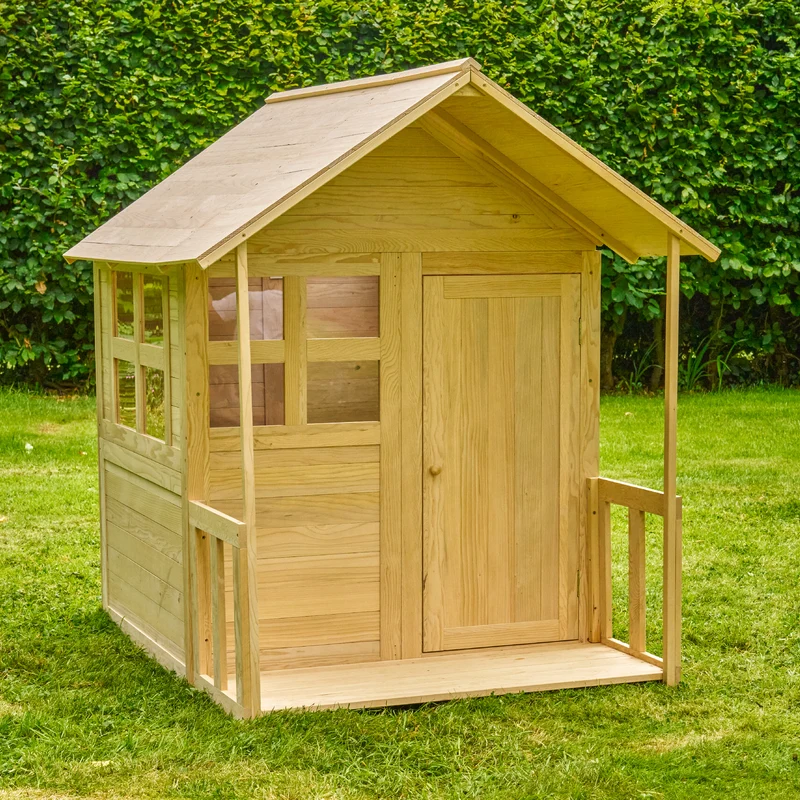 Cabane enfant avec plancher et véranda - bois FSC® - BOUTON D'OR