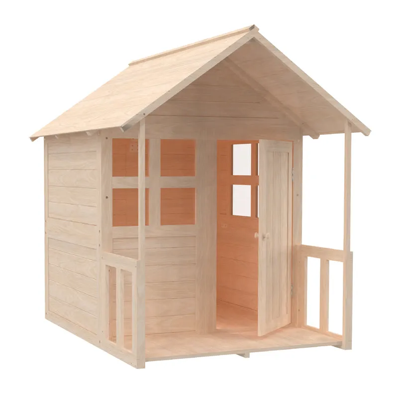 Cabane enfant avec plancher et véranda - bois FSC® - BOUTON D'OR