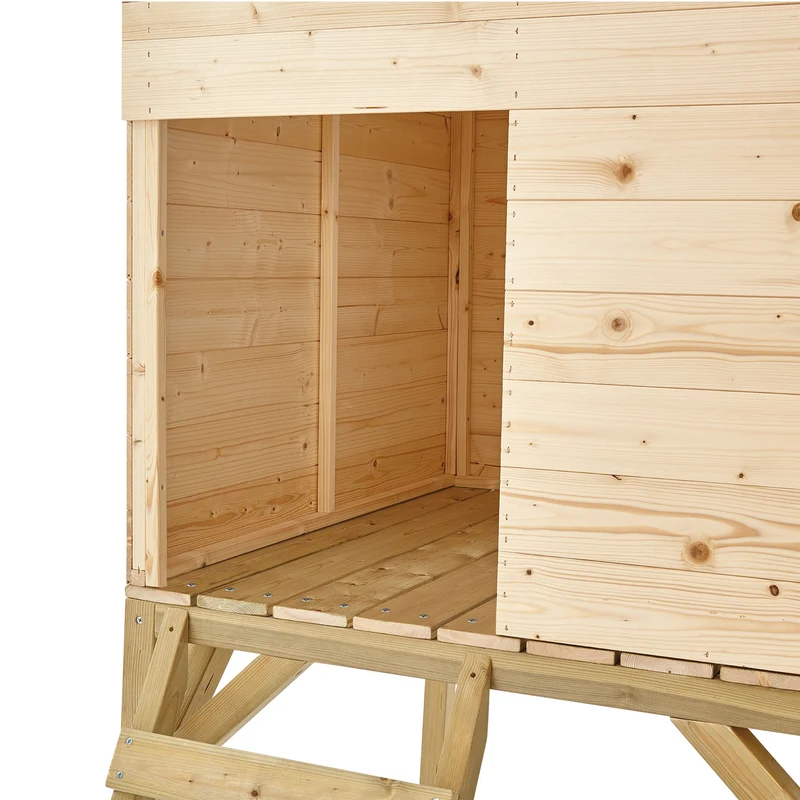 Cabane enfant sur pilotis avec toboggan vert pomme - bois FSC® - SUNNYSIDE