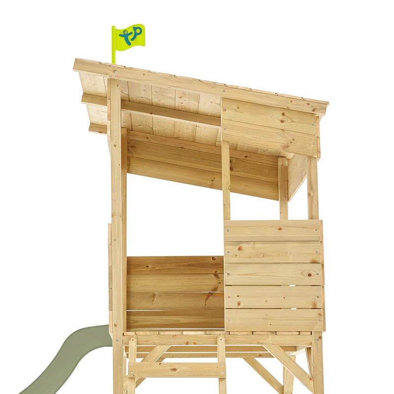 Cabane enfant sur pilotis avec toboggan vert kaki - bois FSC® - CIMES