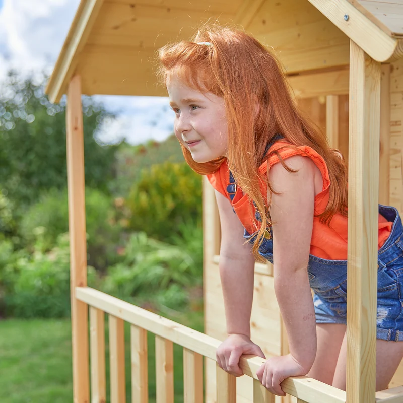 Cabane enfant sur pilotis avec toboggan vert kaki - bois FSC® - COLLINE