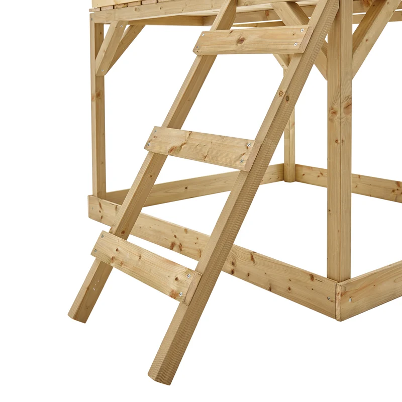 Cabane enfant sur pilotis avec toboggan vert kaki - bois FSC® - COLLINE