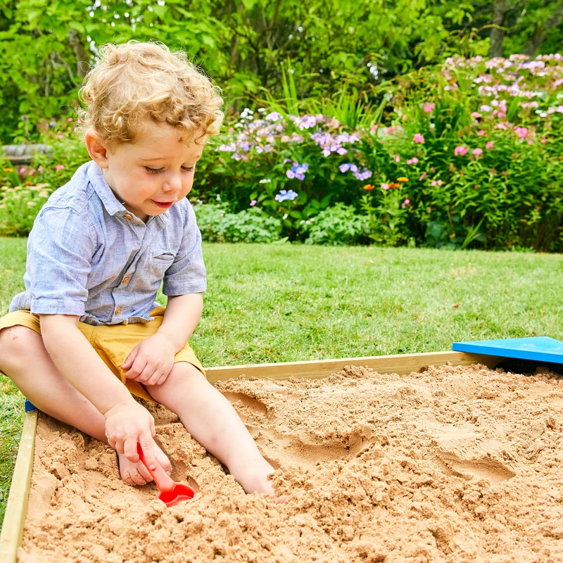 Bac à sable enfant avec bâche et couverture bois FSC®