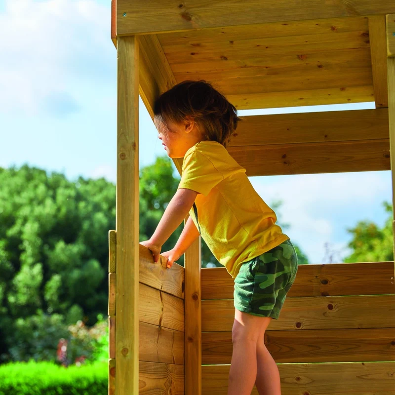 Cabane enfant sur pilotis avec toboggan vert pomme - bois FSC® - CIMES