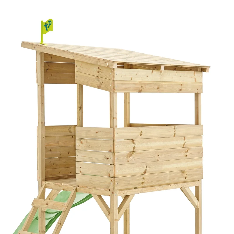 Cabane enfant sur pilotis avec toboggan vert pomme - bois FSC® - CIMES