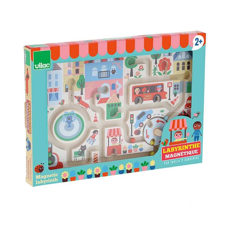 Vilac - Labyrinthe magnétique en bois - Ma petite ville - 2 ans+