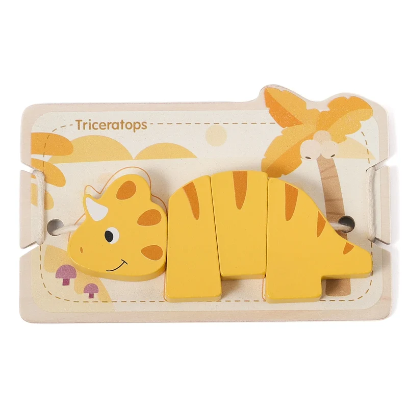 Puzzle d'enfilage de dinosaures Montessori : le jeu éducatif parfait !